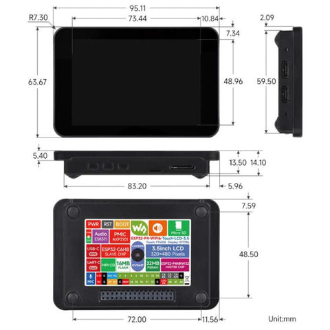 Waveshare 33511 ESP32-P4 3.5 Inch Smart Vision Development Board Built-In Microphone And Speaker, Supports Wi-Fi 6 And BLE 5, 33511