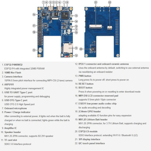 Waveshare 33511 ESP32-P4 3.5 Inch Smart Vision Development Board Built-In Microphone And Speaker, Supports Wi-Fi 6 And BLE 5, 33511