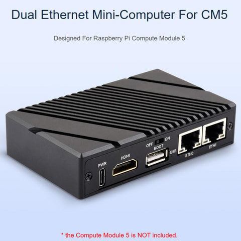 For Raspberry Pi CM5 Gigabit / 2.5G Dual Ethernet Mini-Computer Supports Dual RJ45 Ethernet Ports, 4K Display Output And Dual MIPI Interfaces, Waveshare 34180