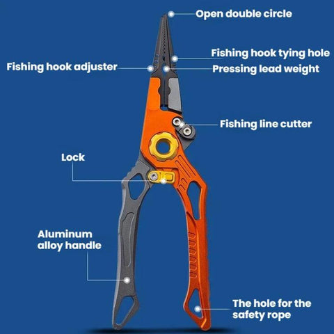 Aluminum Alloy Lure Pliers Multi-Functional Tool For Fish Handling Hook Removal Ring Opening Lead Clamping
