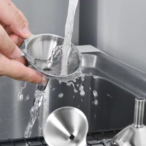 304 Stainless Steel Sandblasted Funnel Integrated Liquid Dispenser, LsCook 3-Piece Set