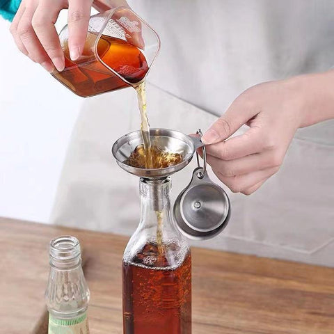 304 Stainless Steel Sandblasted Funnel Integrated Liquid Dispenser, LsCook 3-Piece Set