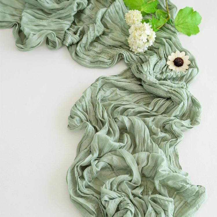 Crepe Table Runner Wedding Party Decoration Pleated Gauze, 90x180cm, 90x300cm