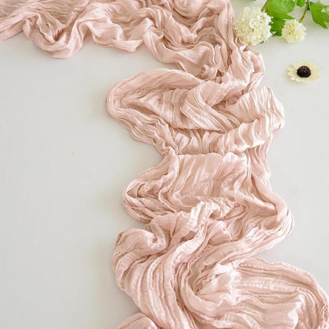Crepe Table Runner Wedding Party Decoration Pleated Gauze, 90x180cm, 90x300cm
