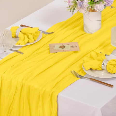 Crepe Table Runner Wedding Party Decoration Pleated Gauze, 90x180cm, 90x300cm