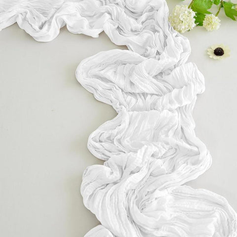 Crepe Table Runner Wedding Party Decoration Pleated Gauze, 90x180cm, 90x300cm
