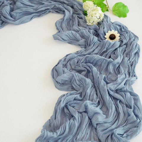 Crepe Table Runner Wedding Party Decoration Pleated Gauze, 90x180cm, 90x300cm