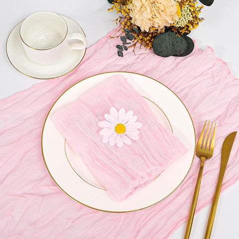 Crepe Table Runner Wedding Party Decoration Pleated Gauze, 90x180cm, 90x300cm