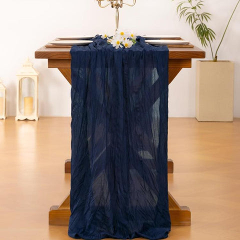 Crepe Table Runner Wedding Party Decoration Pleated Gauze, 90x180cm, 90x300cm