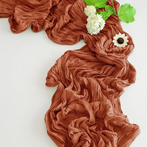 Crepe Table Runner Wedding Party Decoration Pleated Gauze, 90x400cm