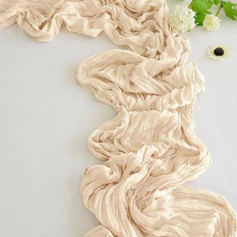 Crepe Table Runner Wedding Party Decoration Pleated Gauze, 90x400cm