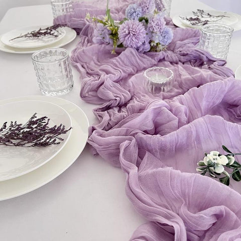 Crepe Table Runner Wedding Party Decoration Pleated Gauze, 90x400cm