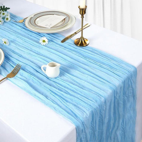Crepe Table Runner Wedding Party Decoration Pleated Gauze, 90x400cm