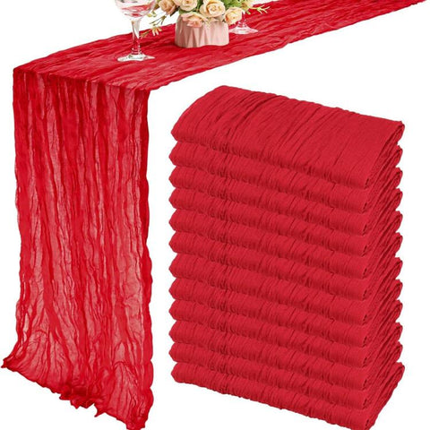 Crepe Table Runner Wedding Party Decoration Pleated Gauze, 90x400cm