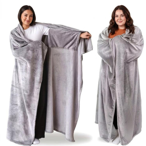 Office/Home Warm Blanket with Sleeves for Outerwear, 177x154cm