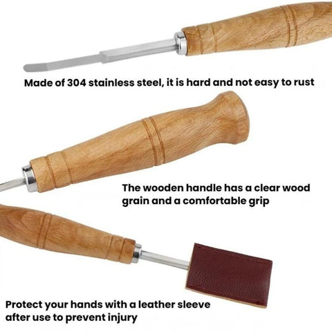 LsCook 7-Piece Set 304 Stainless Steel Bread Trimming Knife Dough Dividing Knife Wooden Handle Curved Bread Knife