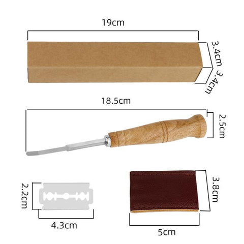 LsCook 7-Piece Set 304 Stainless Steel Bread Trimming Knife Dough Dividing Knife Wooden Handle Curved Bread Knife