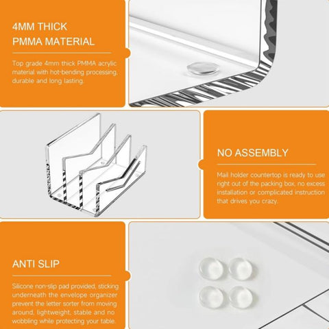 Acrylic 3-layer Letter Organizer/Card Sorting Clip for Home and Office Use, YX243