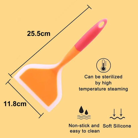 LsCook Wide-Mouth Translucent Tamagoyaki Spatula Home Non-Stick Silicone Spatula