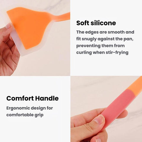 LsCook Wide-Mouth Translucent Tamagoyaki Spatula Home Non-Stick Silicone Spatula