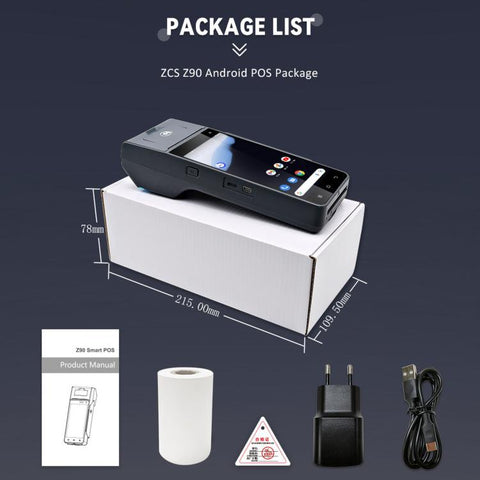 Z90N Supermarket Mobile Bill Payment POS Machine, Handheld Cash Register With Credit Card NFC Function, EU Plug