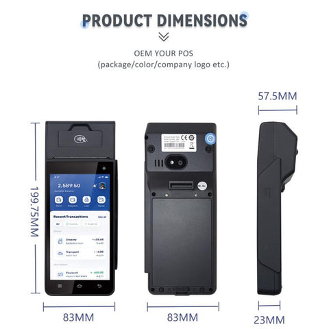 Z90N Supermarket Mobile Bill Payment POS Machine, Handheld Cash Register With Credit Card NFC Function, EU Plug
