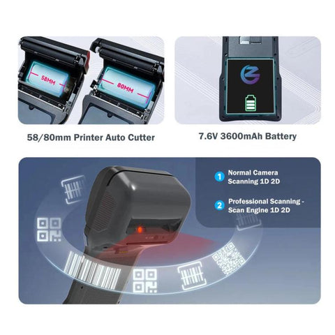 Mobile Handheld POS Machine, Smart Android Payment Terminal For Restaurant & Parking Lot, Z93