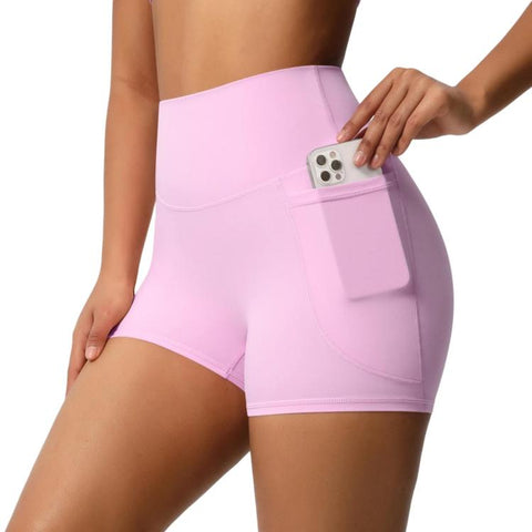 High-waisted Tight-fitting Yoga Shorts Three-quarter Length With Pockets, S, M, L, XL
