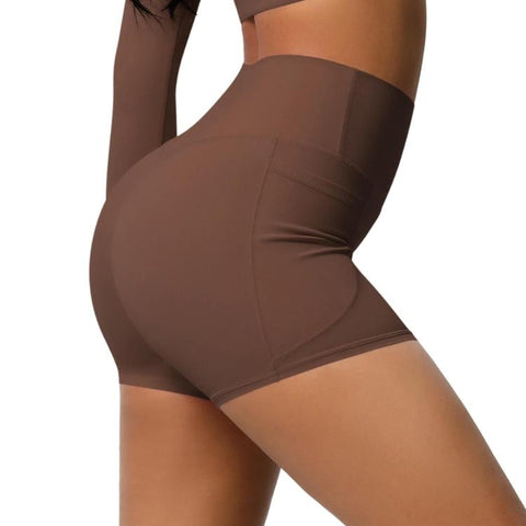 High-waisted Tight-fitting Yoga Shorts Three-quarter Length With Pockets, S, M, L, XL