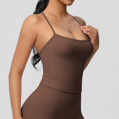 Fitted Flattering Backless Long Yoga Vest Sports Bra, S, M, L