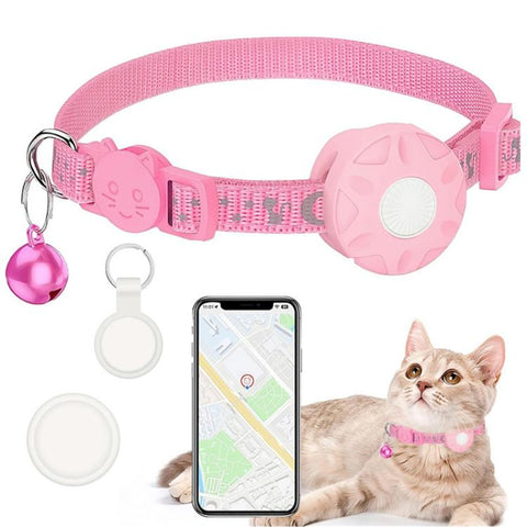 Smart Cat Tracker Collar With GPS Locator Dual System For IOS & Android Pet Tracking Device With Bell