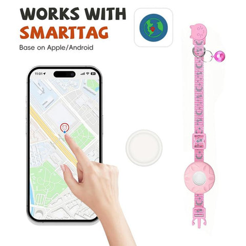 Smart Cat Tracker Collar With GPS Locator Dual System For IOS & Android Pet Tracking Device With Bell