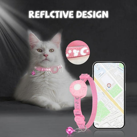 Smart Cat Tracker Collar With GPS Locator Dual System For IOS & Android Pet Tracking Device With Bell