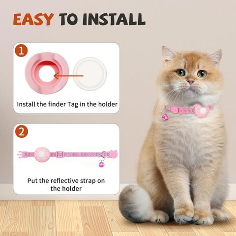 Smart Cat Tracker Collar With GPS Locator Dual System For IOS & Android Pet Tracking Device With Bell