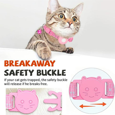 Smart Cat Tracker Collar With GPS Locator Dual System For IOS & Android Pet Tracking Device With Bell