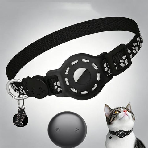 Smart Cat Collar With Built-In Tracker Reflective Paw Prints, Dual System for iOS & Android