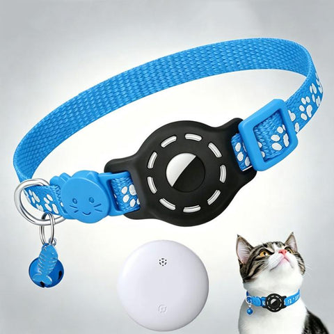 Smart Cat Collar With Built-In Tracker Reflective Paw Prints, Dual System for iOS & Android