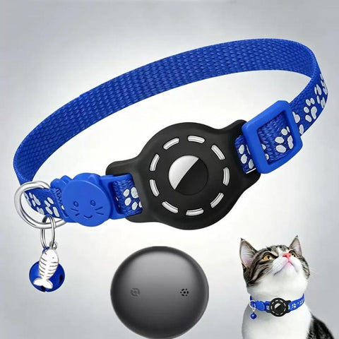 Smart Cat Collar With Built-In Tracker Reflective Paw Prints, Dual System for iOS & Android