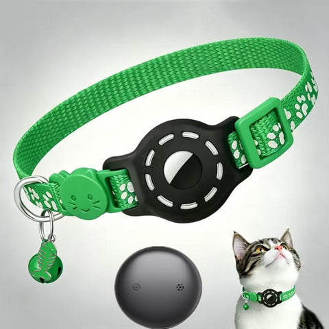 Smart Cat Collar With Built-In Tracker Reflective Paw Prints, Dual System for iOS & Android