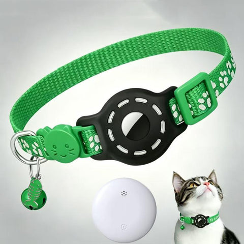 Smart Cat Collar With Built-In Tracker Reflective Paw Prints, Dual System for iOS & Android