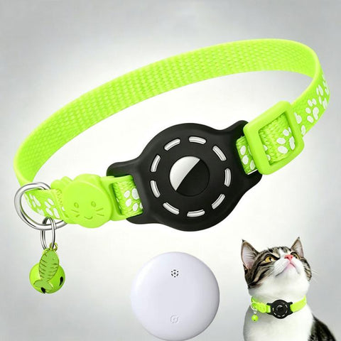 Smart Cat Collar With Built-In Tracker Reflective Paw Prints, Dual System for iOS & Android