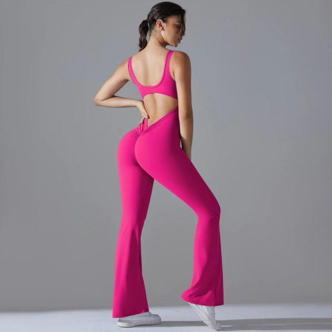 Long Yoga Backless Hip Lift Slimming Wide-leg Bodysuit, S, M, L, XL