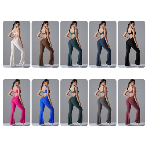 Long Yoga Backless Hip Lift Slimming Wide-leg Bodysuit, S, M, L, XL