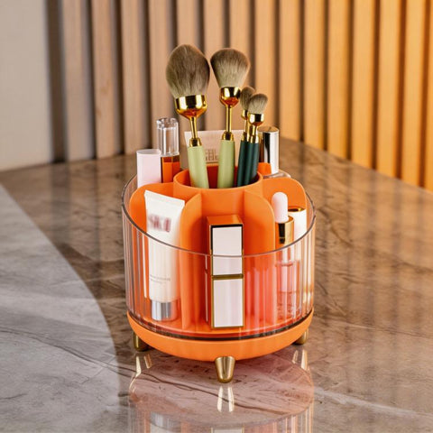 360-degree Rotating Makeup Organizer for Vanity Multi-Grid Spinning Cosmetic Storage Box for Brushes, Lipsticks and Skincare