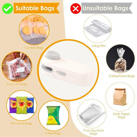 LsCook Mini Portable Snack Bag Sealer Compact Household Hand-Press Heat Sealer