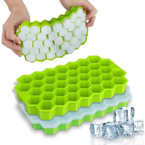 Silicone Ice Cube Tray With Lid Household Honeycomb Ice Cube Tray, LsCook 18.3x11x2.2cm