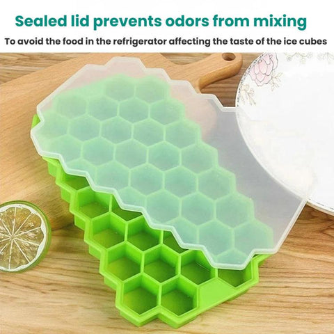 Silicone Ice Cube Tray With Lid Household Honeycomb Ice Cube Tray, LsCook 18.3x11x2.2cm