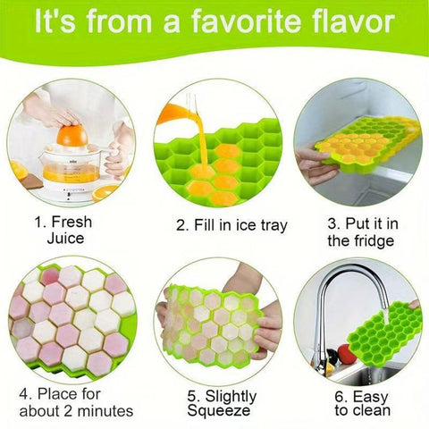 Silicone Ice Cube Tray With Lid Household Honeycomb Ice Cube Tray, LsCook 18.3x11x2.2cm