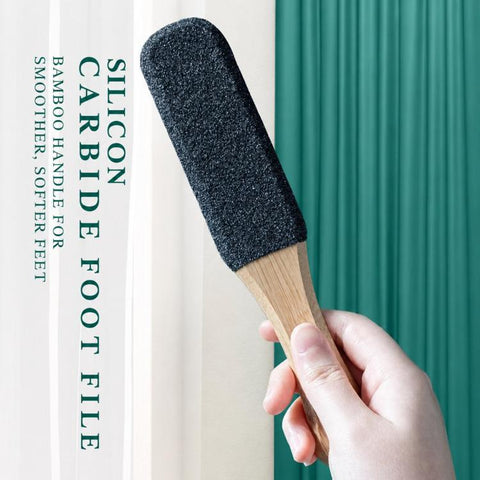 Foot File Callus Remover For Feet  5-Sided Silicon Carbide Pumice Stone With Ergonomic Bamboo Handle