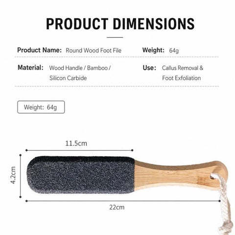 Foot File Callus Remover For Feet  5-Sided Silicon Carbide Pumice Stone With Ergonomic Bamboo Handle